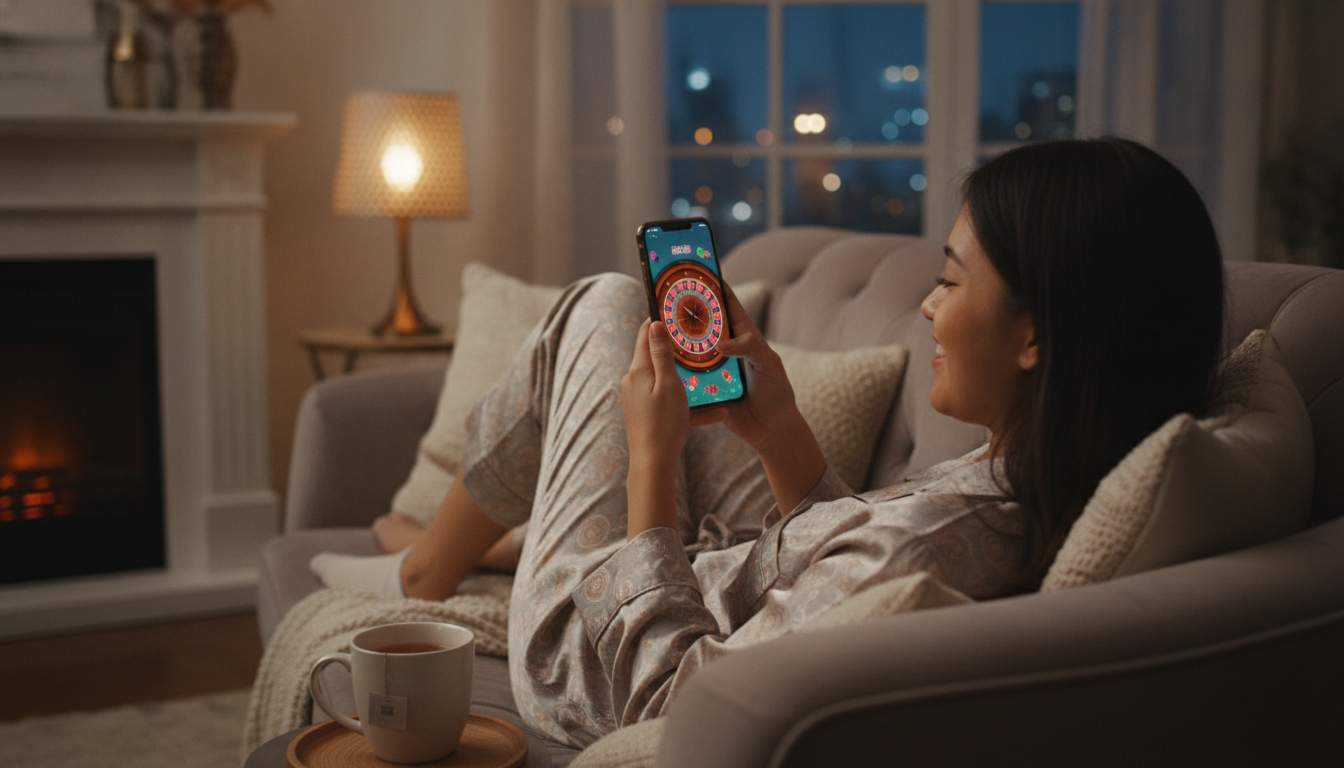 Playing the STARCITY88 Aviator game on mobile A woman enjoying the STARCITY88 Aviator game on her mobile device