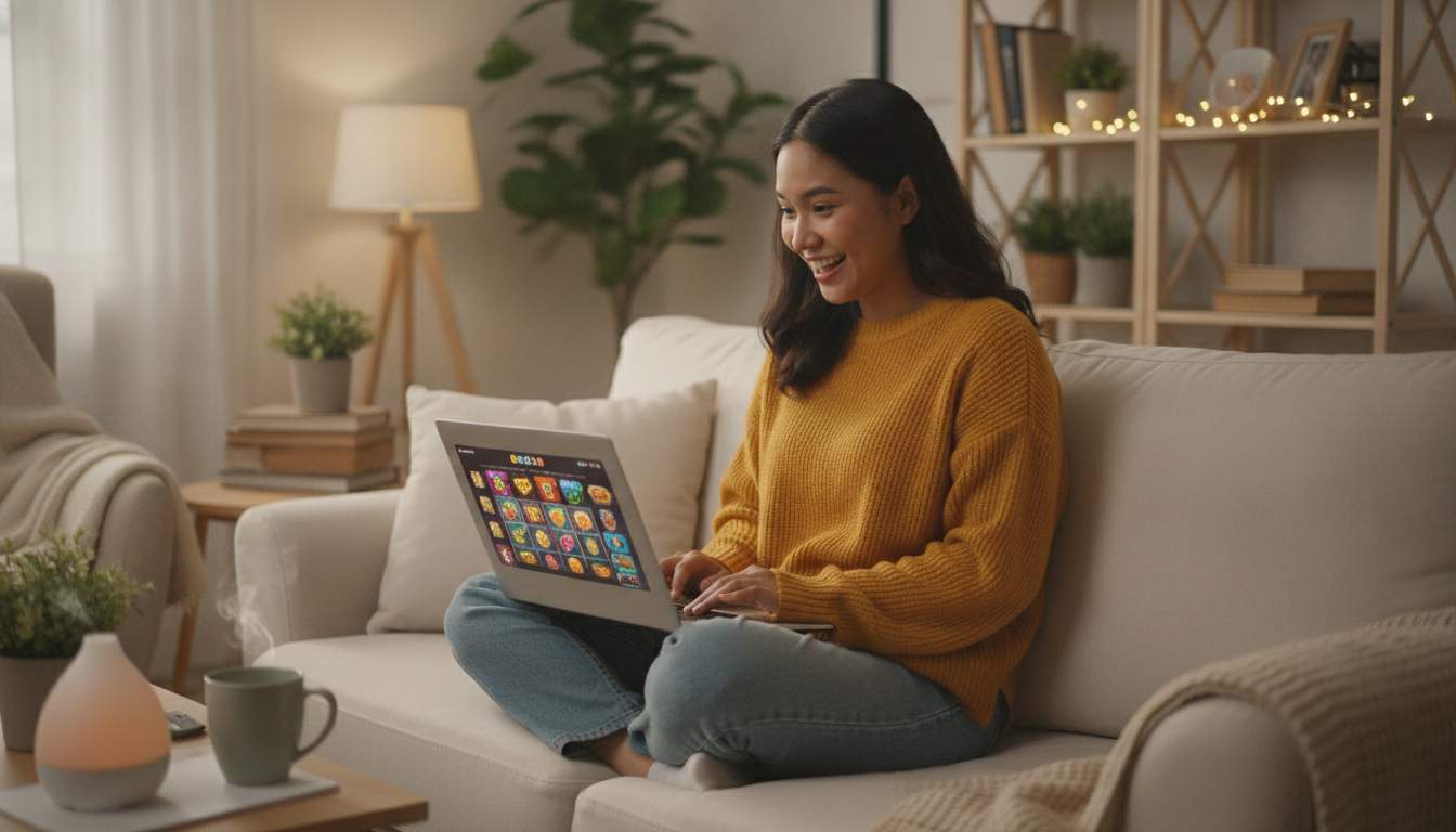Spin to Win Filipino woman enjoying online slots